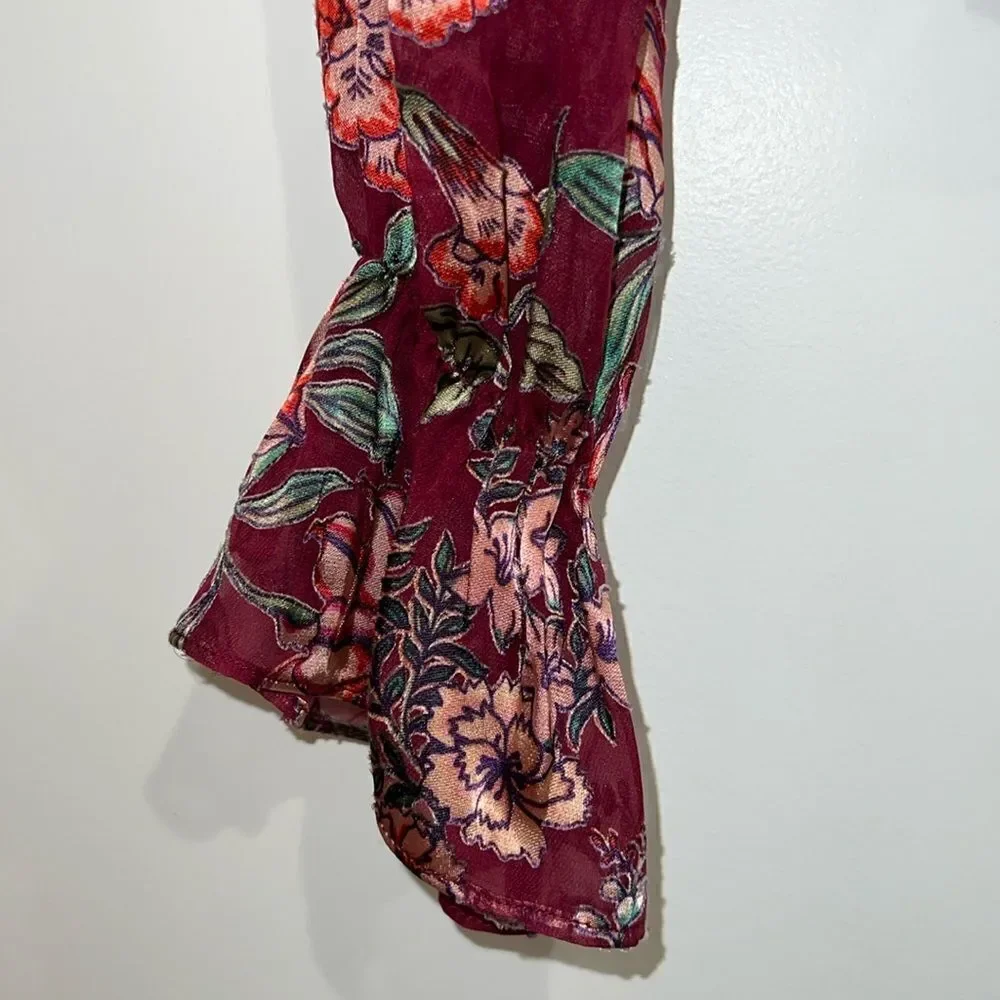 Silk Appliqué For Love and Lemons shear appliqué Ruffle Silk Blend Blouse - Picture 5 of 5